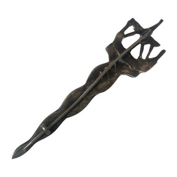 Antique Silver Signed Kilt Pin Weave Design with Pirate Ship - Picture 5 of 8